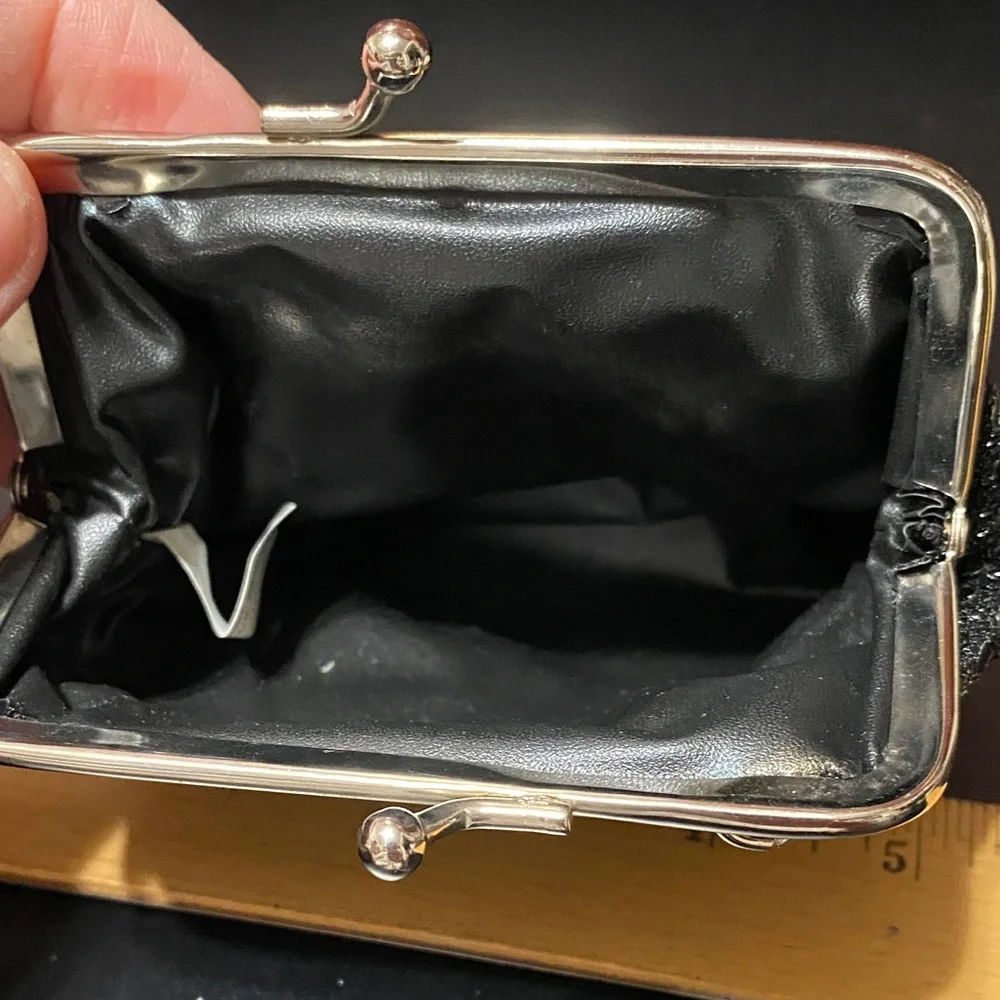 Vintage Black Sequin Change purse